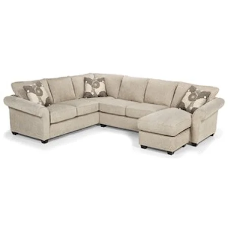 Casual 5-Seat Sectional Sofa with RAF Chaise Lounge